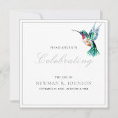 水彩色蜂鳥 生の祝い 招待状 (正面)