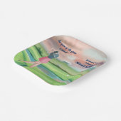 水彩色退職したのゴルフ女性オンザグリーン ペーパープレート (傾斜あり)