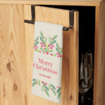 水彩色離れのクリスマス キッチンタオル<br><div class="desc">緑のスタイリッシュアイボリーと赤い果実の水の色葉、メリークリスマスとシックなレタリングであなたの家族の名前は、このキッチンタオルはあなたのクリスマスの休日の装飾に美しい追加される。コレクション内の一致アイテム。</div>