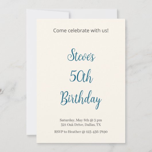 水彩色風船 誕生日 招待状 (裏面)