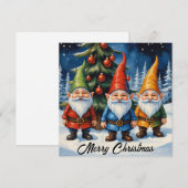 水彩色鮮やかなクリスマスノームの冬の森 シーズンカード (正面/裏面)