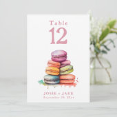 水彩色鮮やかマカロン表番号カード 招待状 (スタンド正面)