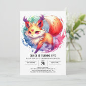 水彩色 joyful Fox 誕生日 招待状 (スタンド正面)