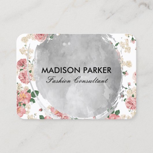 水彩艶消しヴィンテージ花柄 名刺 (正面)