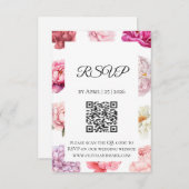 水彩芍薬の出欠カード | ローズゴールドの花 出欠カード (正面/裏面)