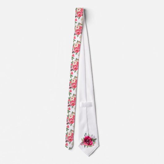 水彩芍薬の花のサマーコレクション ネクタイ (裏面)