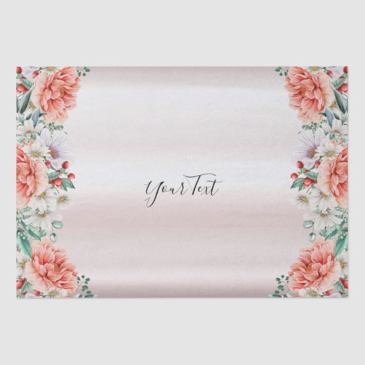 水彩芍薬の花のティッシュペーパー 薄葉紙 (正面)