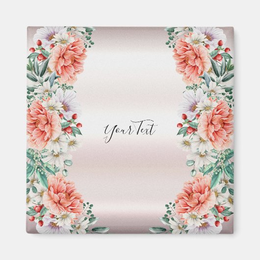 水彩芍薬の花のマグネット マグネット (正面)