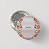 水彩芍薬の花ボタン 缶バッジ (正面&裏面)