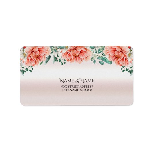 水彩芍薬の花 アドレスラベル ラベル (正面)