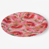 水彩芍薬 フラワーブライダルシャワー ペーパープレート (アングル)