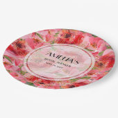 水彩芍薬 フラワーブライダルシャワー ペーパープレート (アングル)