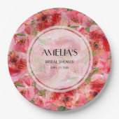 水彩芍薬 フラワーブライダルシャワー ペーパープレート (正面)