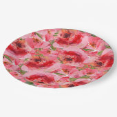 水彩芍薬 フラワーブライダルシャワー ペーパープレート (アングル)