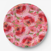 水彩芍薬 フラワーブライダルシャワー ペーパープレート (正面)