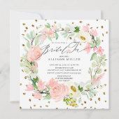 水彩芍薬 フラワー リング ブライダル ティー シャワー 招待状 (正面)