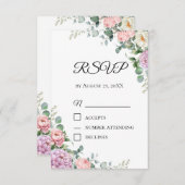 水彩芍薬＆ユーカリの出欠確認カード | 春 出欠カード (正面/裏面)