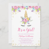 水彩花うりゅう赤ちゃんシャワー招待状 招待状 (正面)