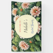 水彩花かわいいブライダルシャワー 横断幕 (縦)