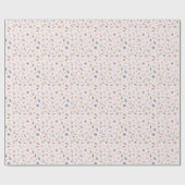水彩花かわいらし柄赤面ピンク ラッピングペーパー (フラット)