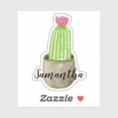 水彩花がん(サボテン)プランター名 シール (シート)