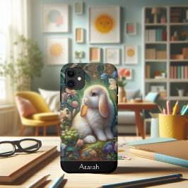 水彩花が咲き誇る愛らしいバニー iPhone 11 ケース