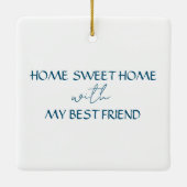 水彩花が咲く窓のペルシャのベージュ猫 セラミックオーナメント (裏面)