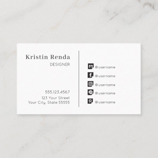 水彩花きサボテンポットソーシャルメディア 名刺 (裏面)