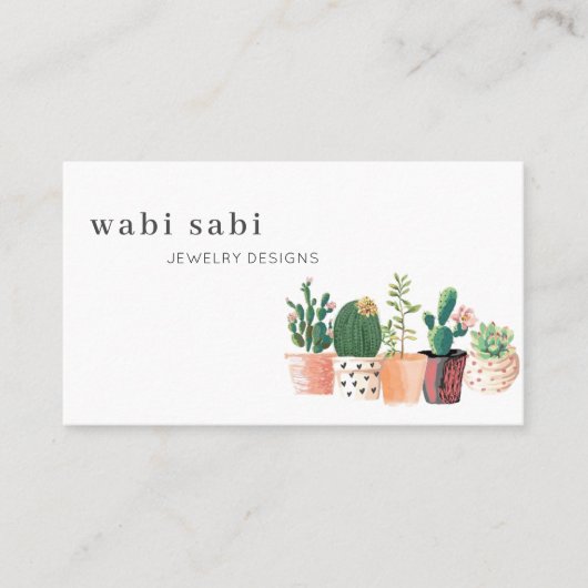 水彩花きサボテンポットソーシャルメディア 名刺 (正面)