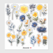 水彩花くず本文具 シール (シート)