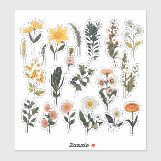 水彩花くず本文具 シール (シート)