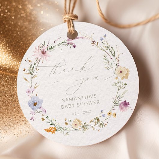 水彩花たちのベイビーシャワー 感謝 フェイバータグ