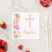 水彩花とクロスバプテスムナプキン スタンダードカクテルナプキン (インサイチュ)