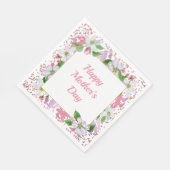 水彩花とグリッターエッジマザーズデイ スタンダードランチョンナプキン (角)