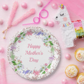 水彩花とグリッターエッジマザーズデイ ペーパープレート (パーティー)