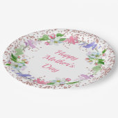 水彩花とグリッターエッジマザーズデイ ペーパープレート (アングル)