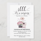 水彩花とシャンパンサプライズ誕生日 招待状 (正面)