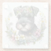 水彩花とシュナウツァーパピー ガラスコースター (裏面)