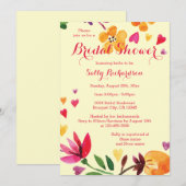 水彩花とハートブライダルシャワー 招待状 (正面/裏面)