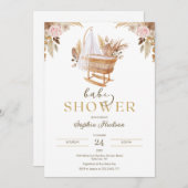 水彩花とパンパス草のベビーシャワー 招待状 (正面/裏面)