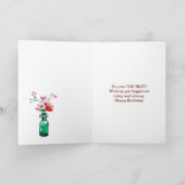 水彩花とフォト誕生日カード カード (内部)