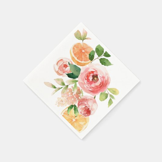 水彩花とフルーツペーパーナプキン スタンダードカクテルナプキン (角)