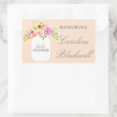 水彩花とメイソンの瓶ベイビーシャワー 長方形シール (バッグ)