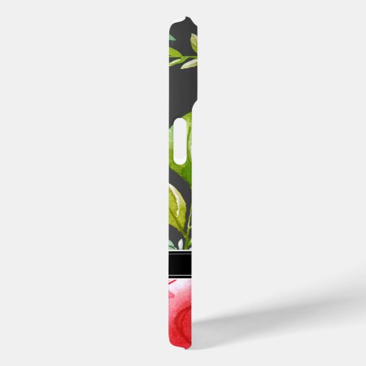 水彩花とモノグラム付きピンクと黒 Case-Mate iPhoneケース (裏面 / 右)