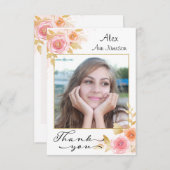 水彩花と写真卒業 サンキューカード (正面/裏面)
