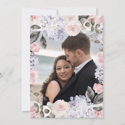 水彩花と写真 |ブライダルシャワー 招待状 (裏面)