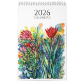 水彩花と動物のカレンダー カレンダー (カバー)