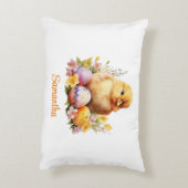 水彩花と卵を持つイースターシック アクセントクッション (裏面(縦))