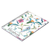 水彩花と孔雀の羽モノグラム ノートブック (左側)