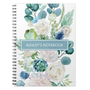 水彩花と小枝 ノートブック